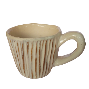 Ceramic Brown Line Curved Mug - Set of 2
