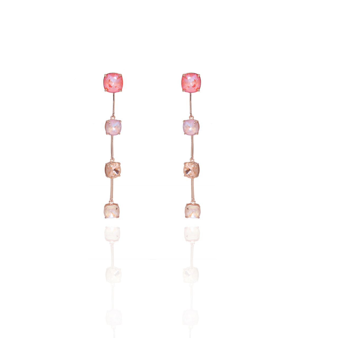 Pink round stone drop earrings