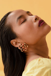 Thumbnail for Neon Orange Swarovski Crystal Drop Earrings 