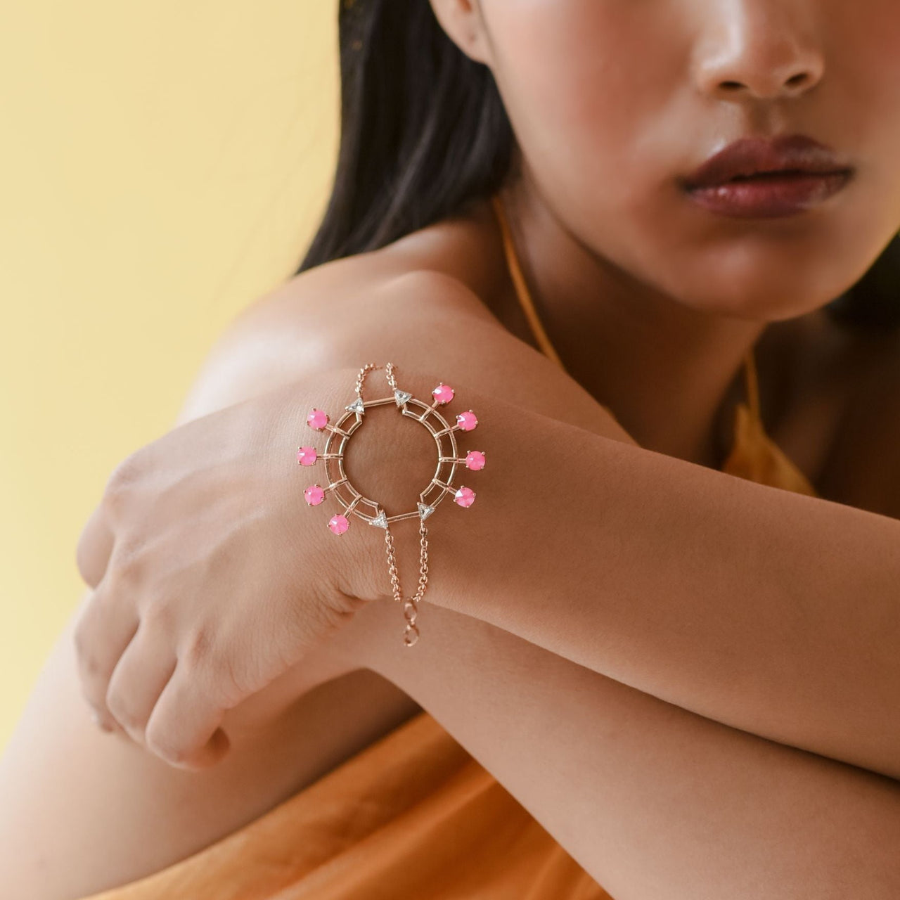 swarovski coloured bracelet - pink