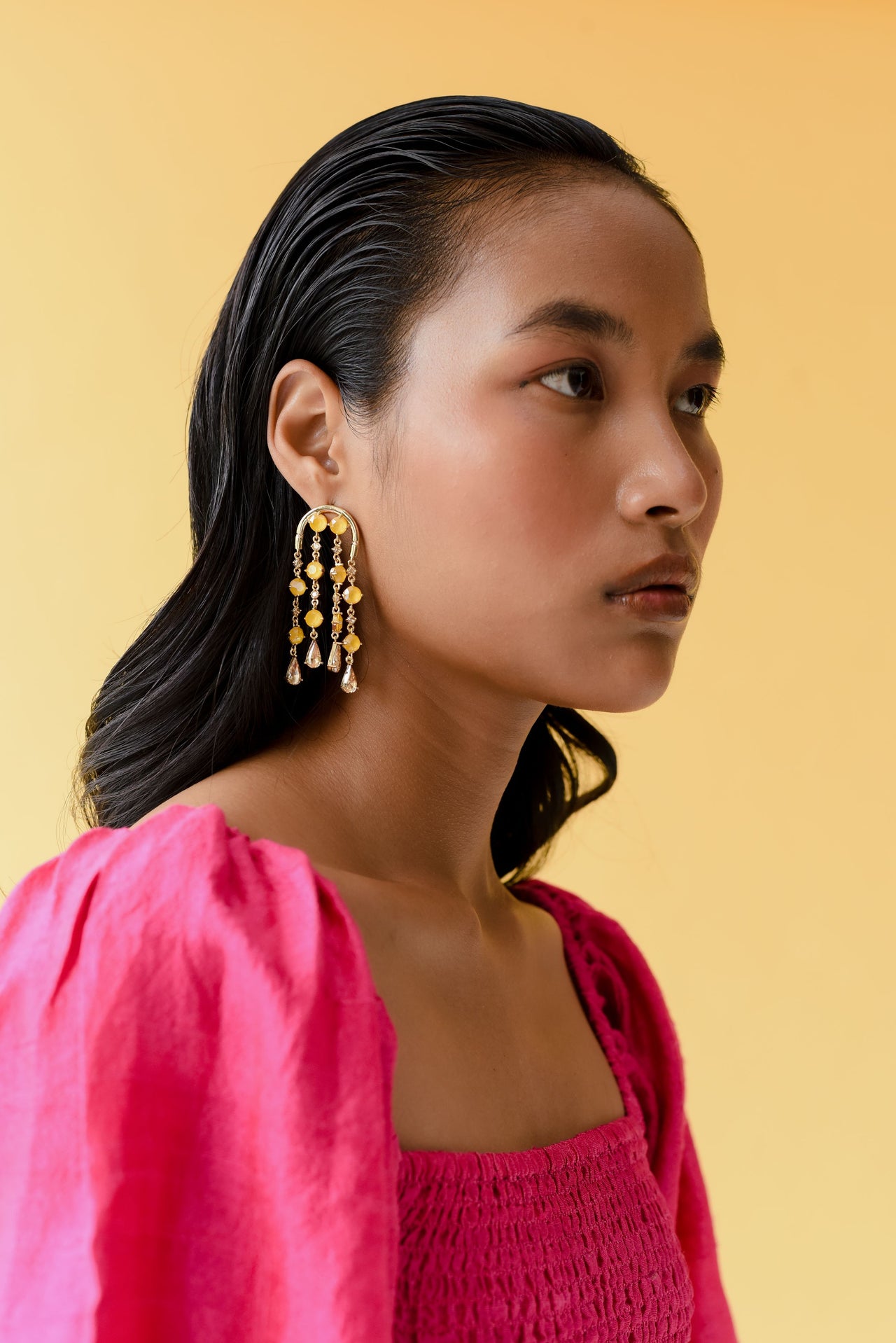 yellow hanging earrings online