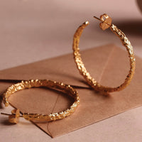Thumbnail for textured gold hoop earrings