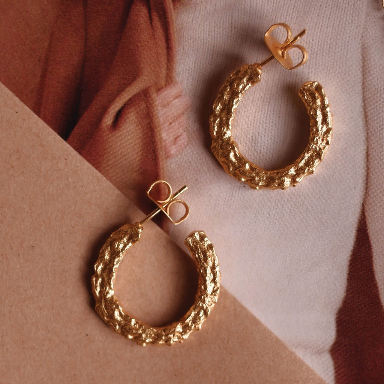 Luna small gold plated hoops