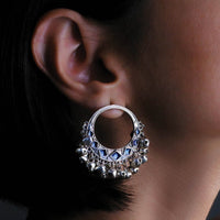 Thumbnail for Ghungroo earring - silver and blue 