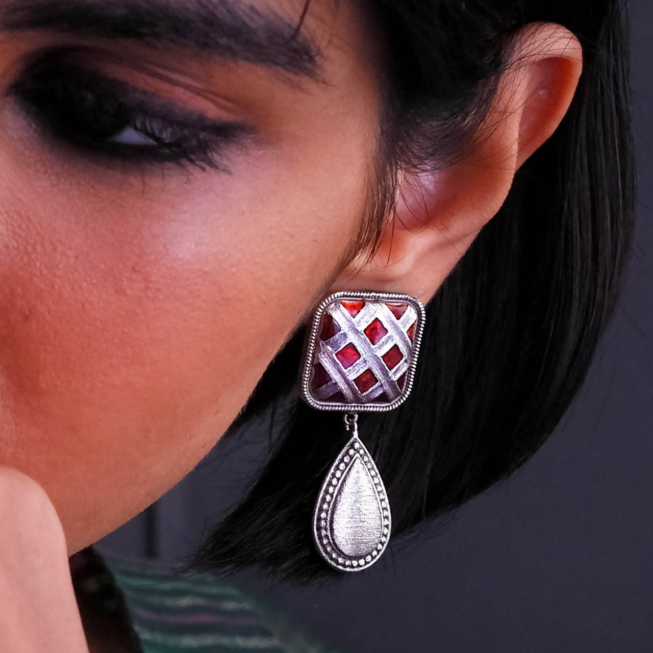 Silver plated Enamel earrings 