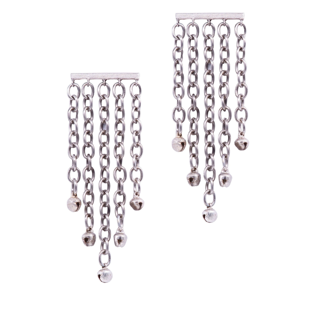 Chain design long earrings - Silver plated