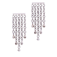 Thumbnail for Chain design long earrings - Silver plated