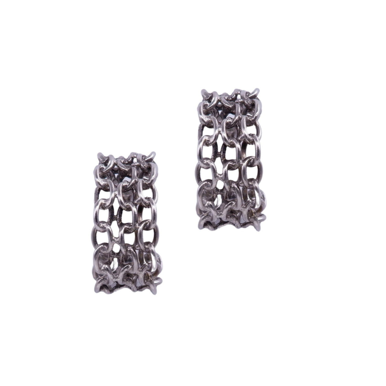 Earrings - Silver plated chain design