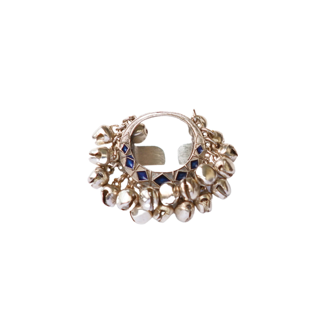 Silver plated finger ring with blue stones
