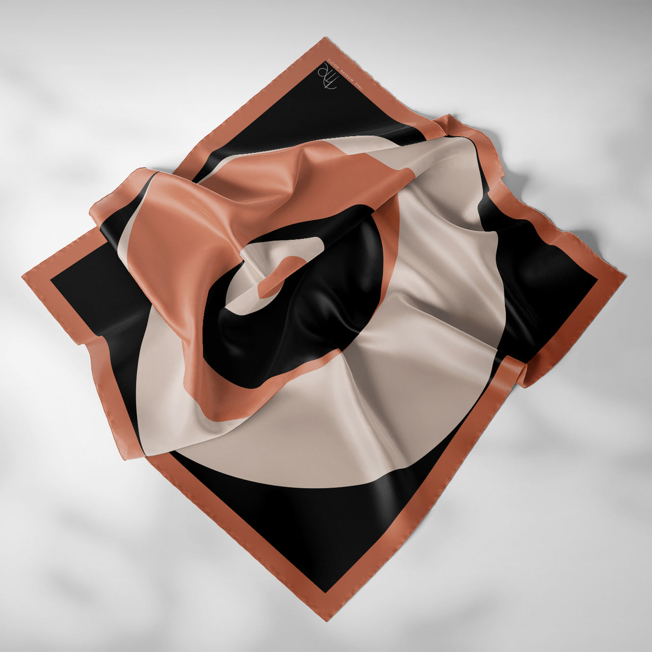 Elegant black silk scarf by designer