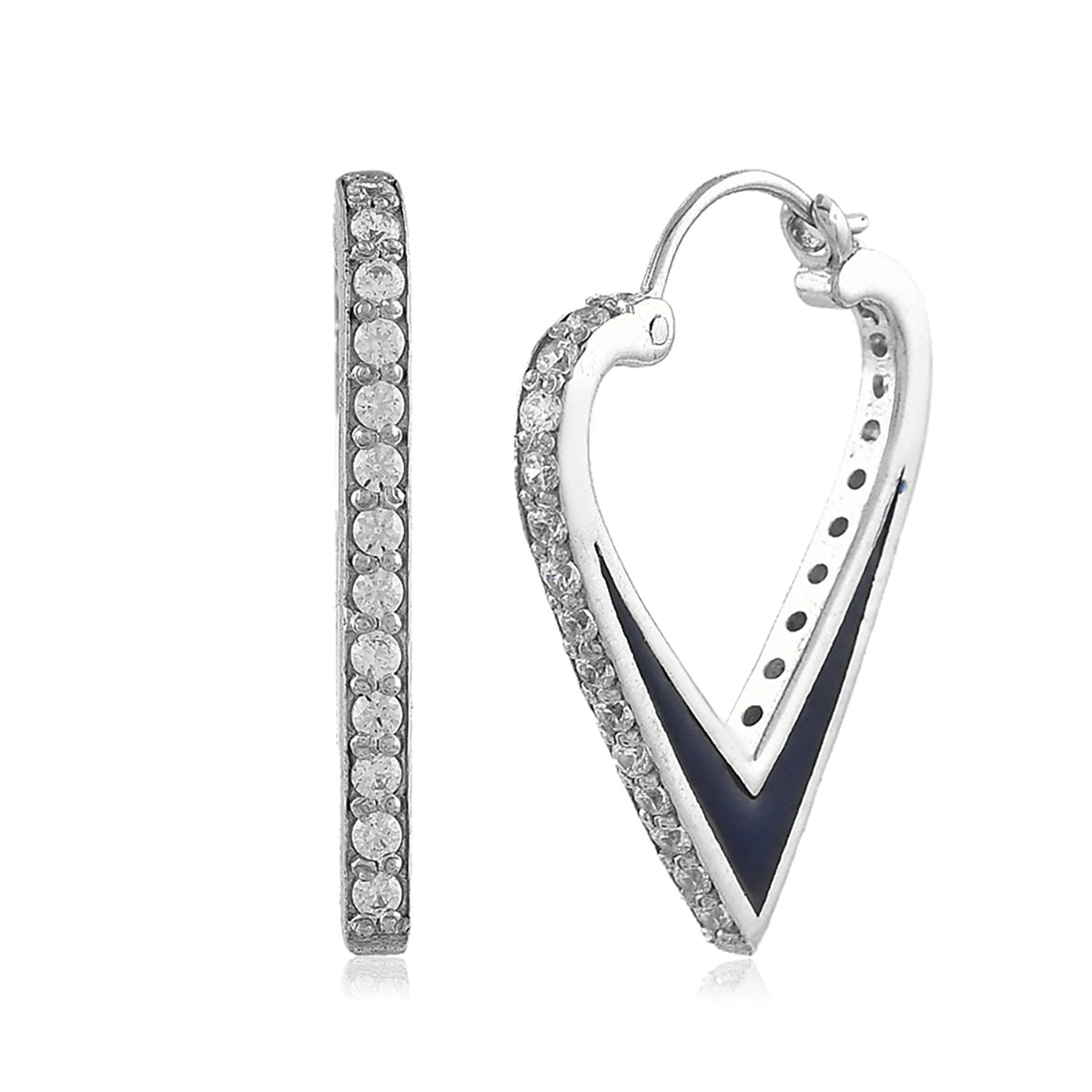 Cubic zirconia heart dangle earrings