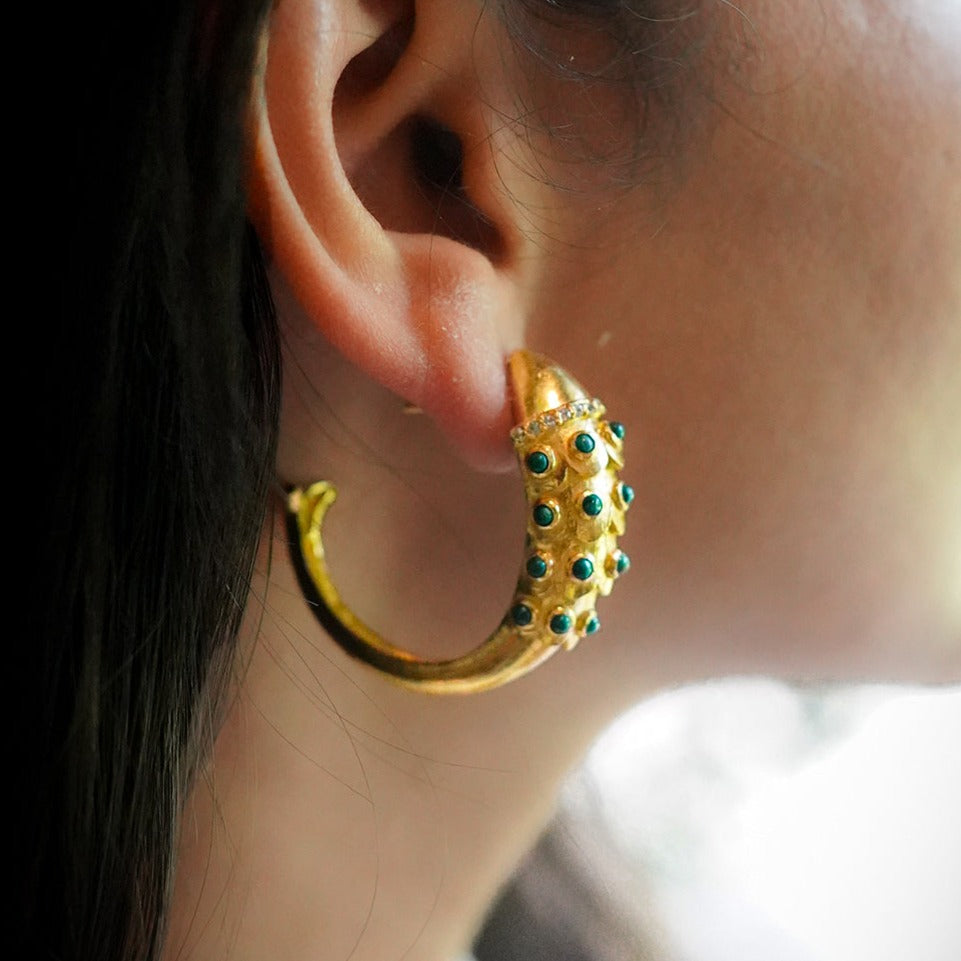Green Stone fish earrings