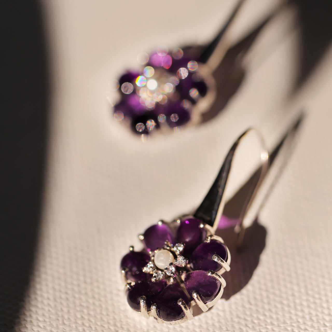 Amethyst  sterling silver flower Earrings for girl