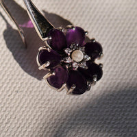 Thumbnail for real amethyst floral drop earrings 