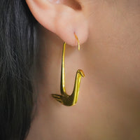 Thumbnail for Swan Hoop Earrings Gold Plated for Women