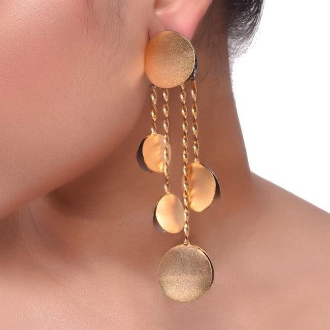 Long drop chain earrings gold