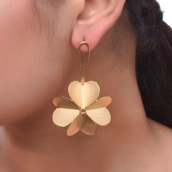 floral drop gold plated earrings