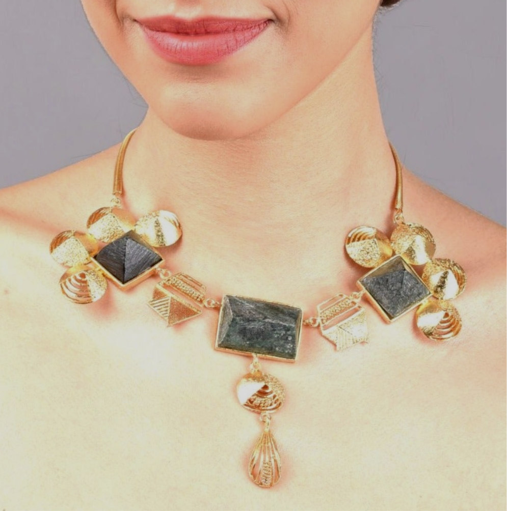 Giza pyramid gold designer necklace