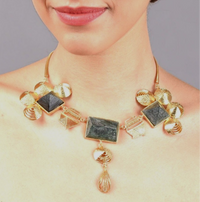 Thumbnail for Giza pyramid gold designer necklace