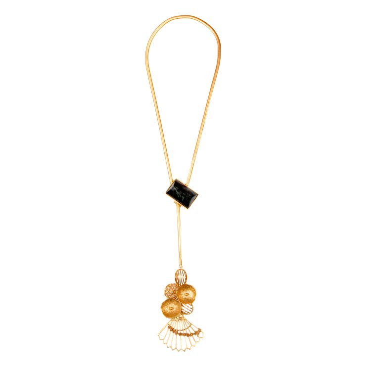 Gold plated Necklace with semiprecious stone pyramid