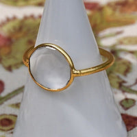 Thumbnail for Clear Glass Polki Ring in Elegant Gold Design