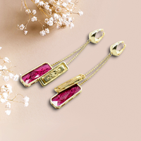 Thumbnail for tourmaline hoop earrings - Pink