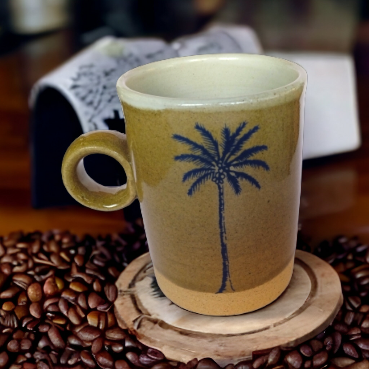 large cups for coffee with coconut tree print