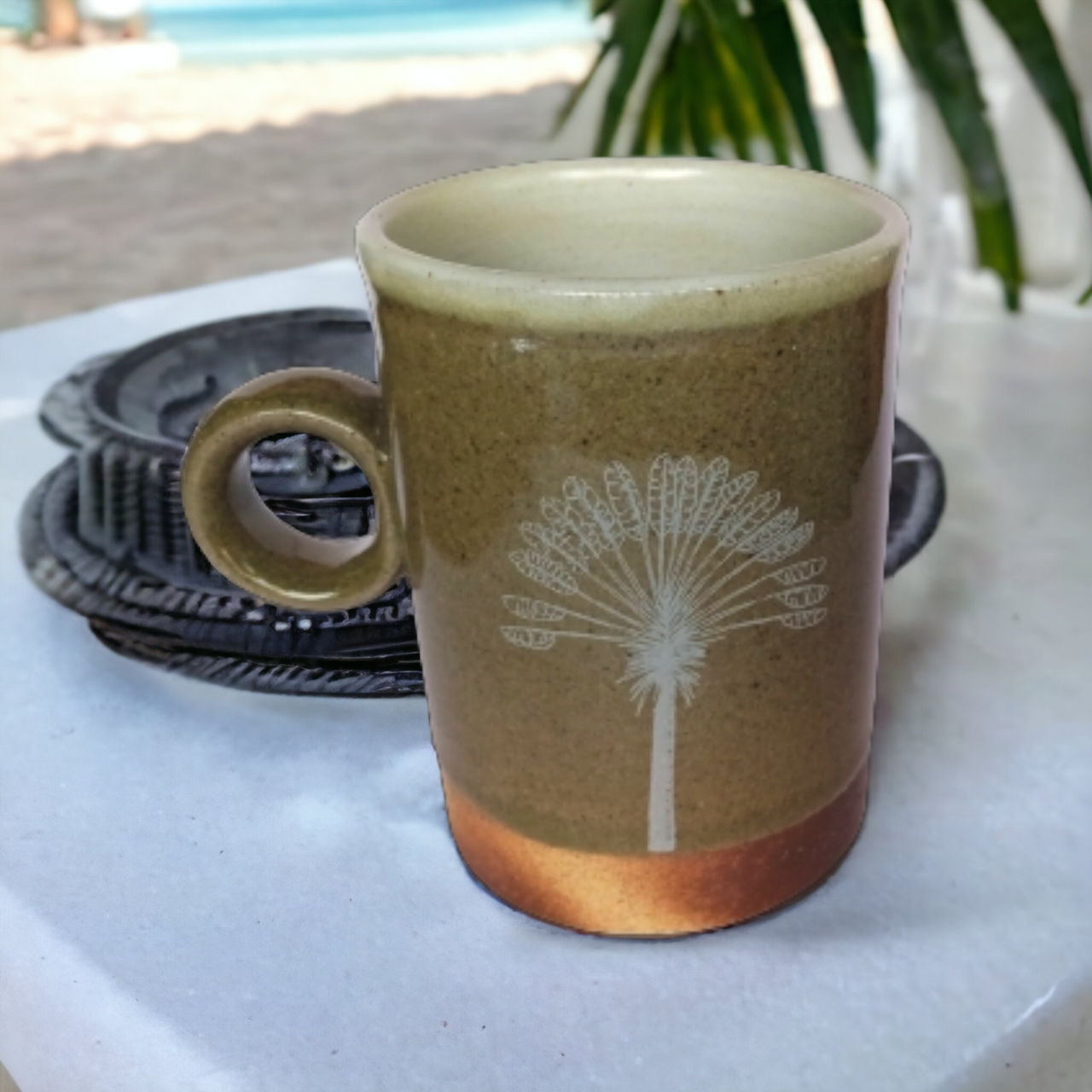 palm tree coffee mug