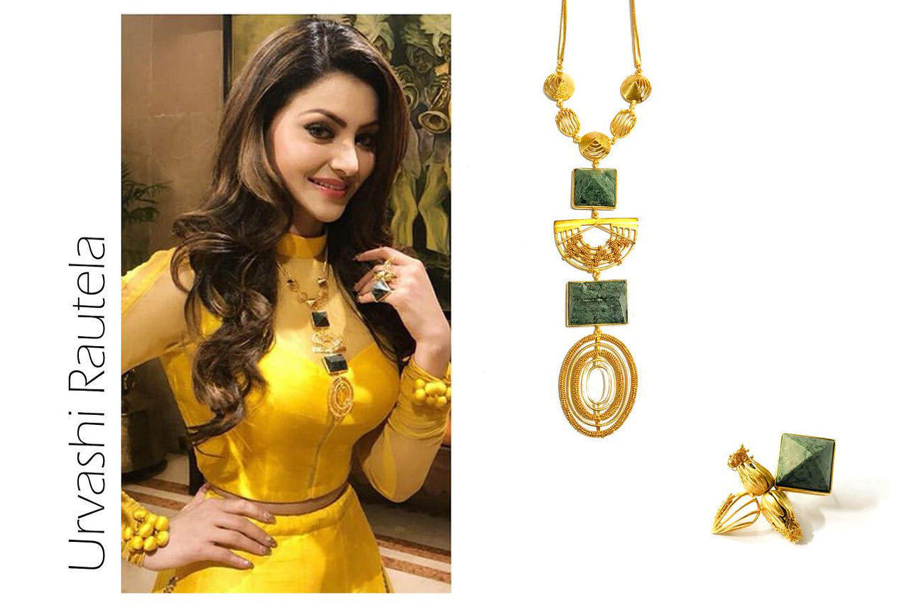 Urvashi Rautela designer gold necklace