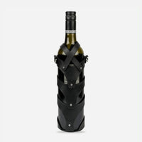 Thumbnail for Wine Bottle Carrying Case - Upcycled Leather Black 