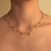 Thumbnail for Gold CZ Choker Necklace - Multicolor