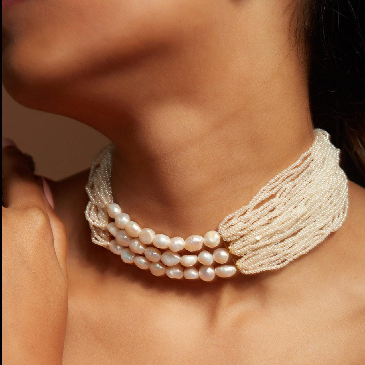 gold choker necklace design | indian pearl choker sets