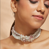 Thumbnail for DORO - Designer Chocker Set With Pink And White Stones And Pearls - Meraki Lifestyle Store