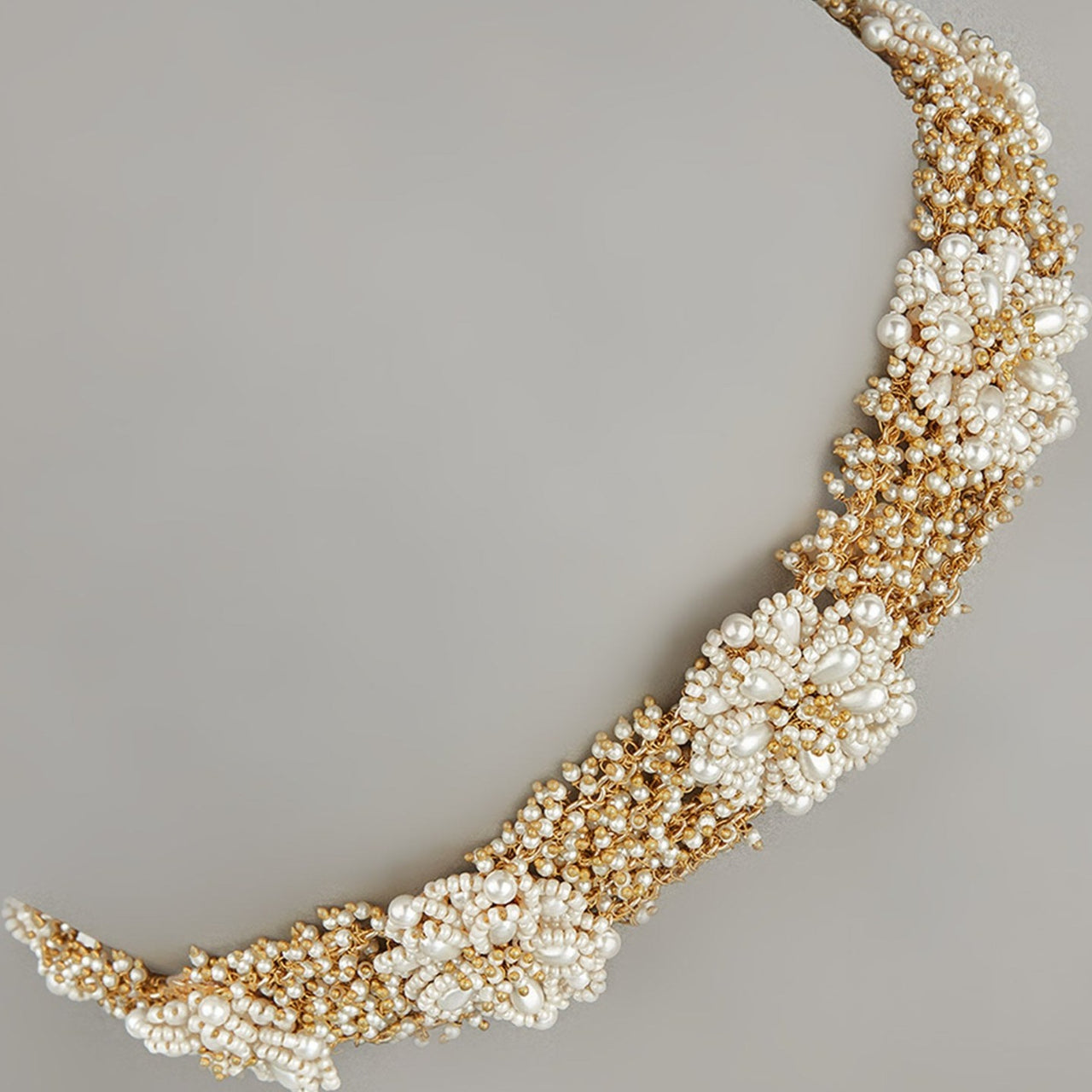 Fancy Headband with Pearls And Golden Beads for women