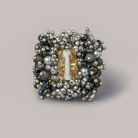 Thumbnail for DORO - Designer Ring With Black And Silver Stones - Meraki Lifestyle Store