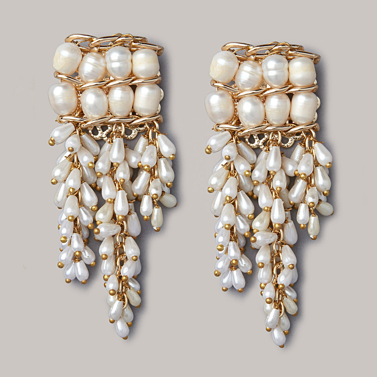 Gold finish Designer handmade Pearl Earring