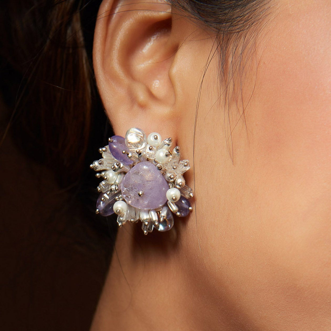 purple stone earrings contemporary