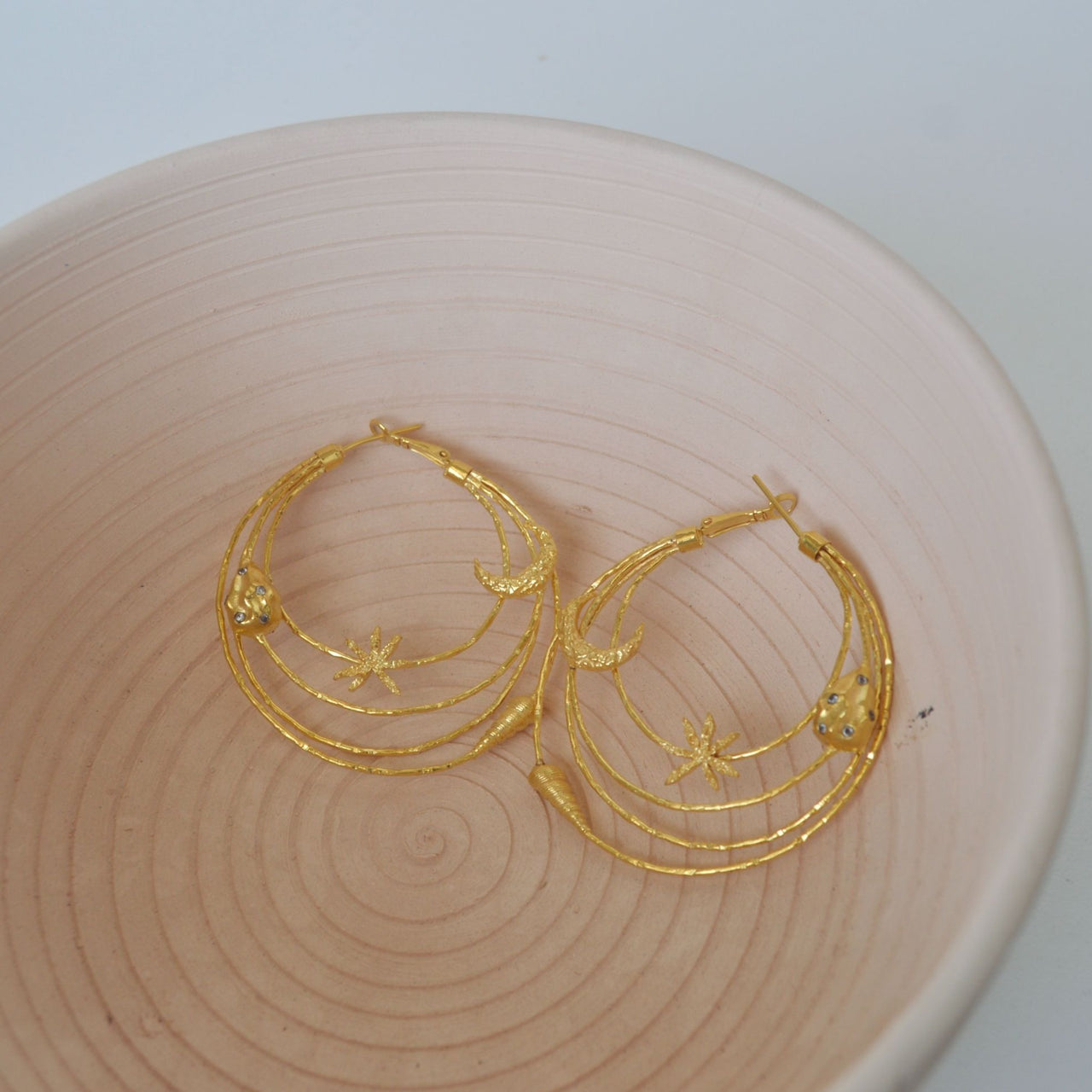 22kt Gold plated ring hoop designer earrings