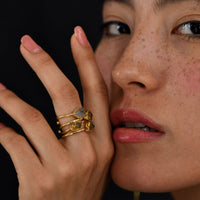 Thumbnail for citrine crystal ring gold plated