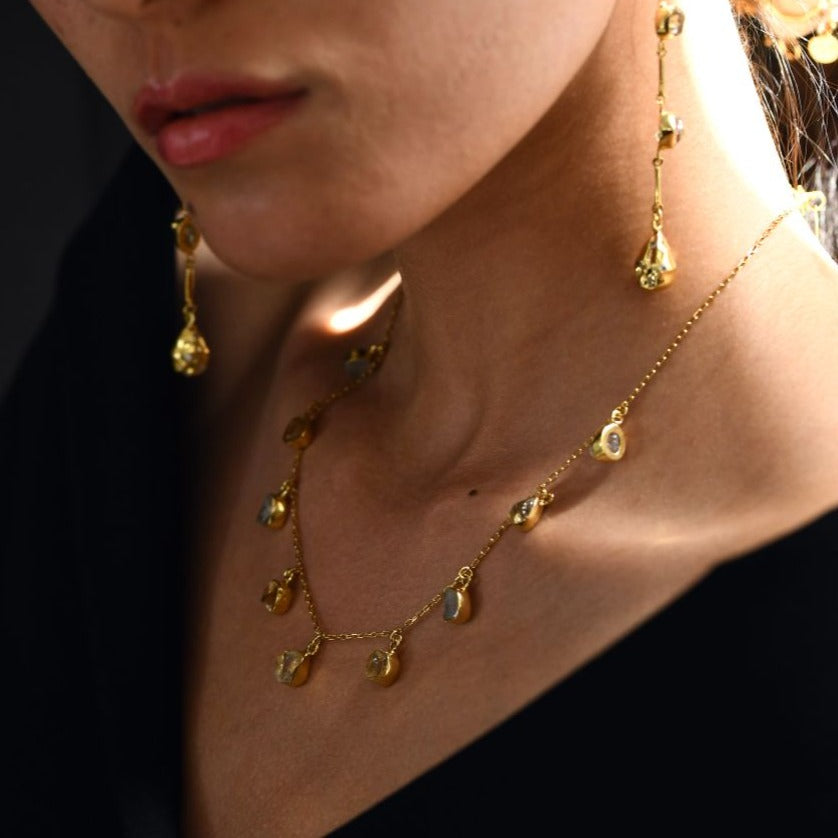 gold plated crystal necklace