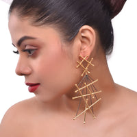 Thumbnail for Fashion-forward gold-plated earrings with a modern design and a gleaming allure