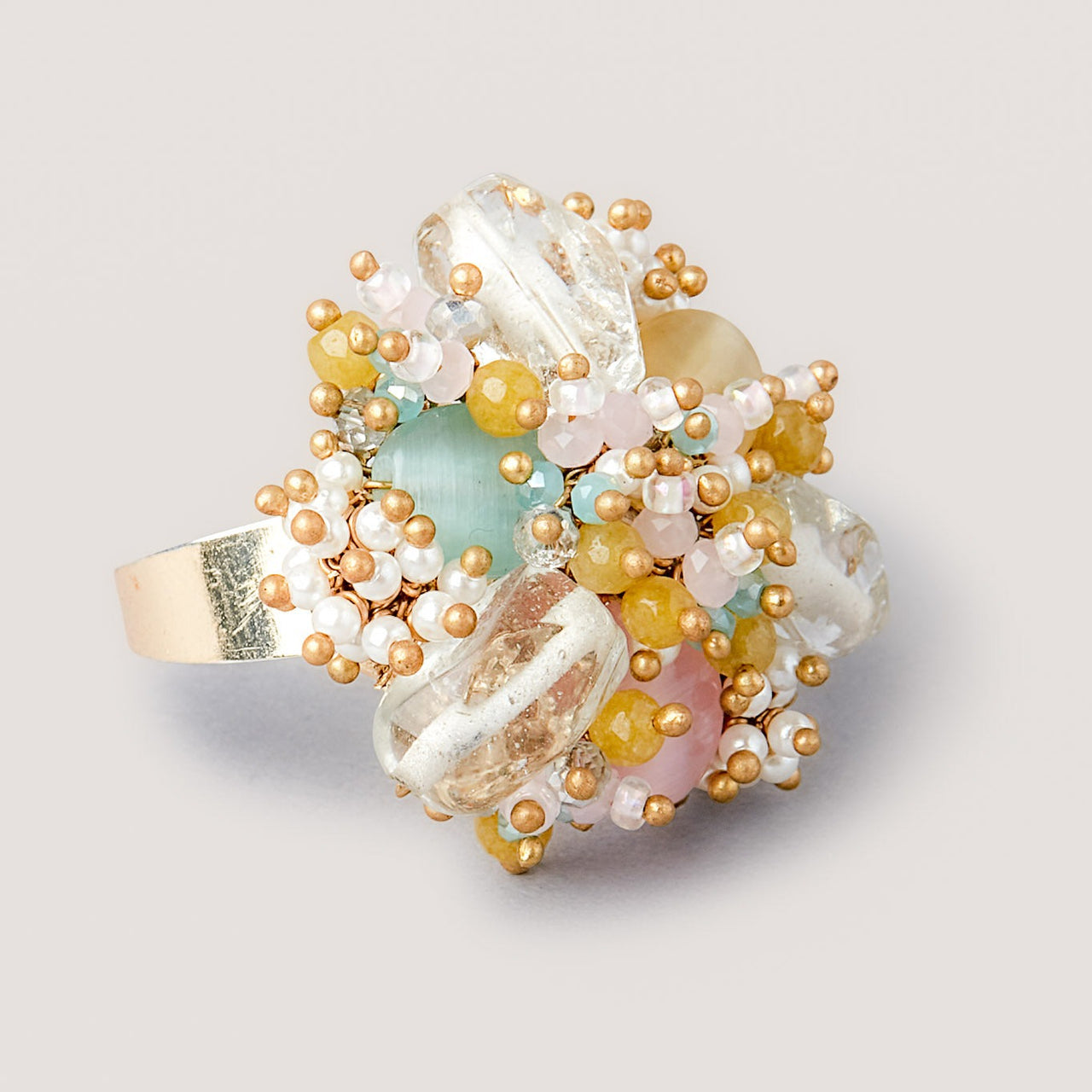 multi color stone cluster ring