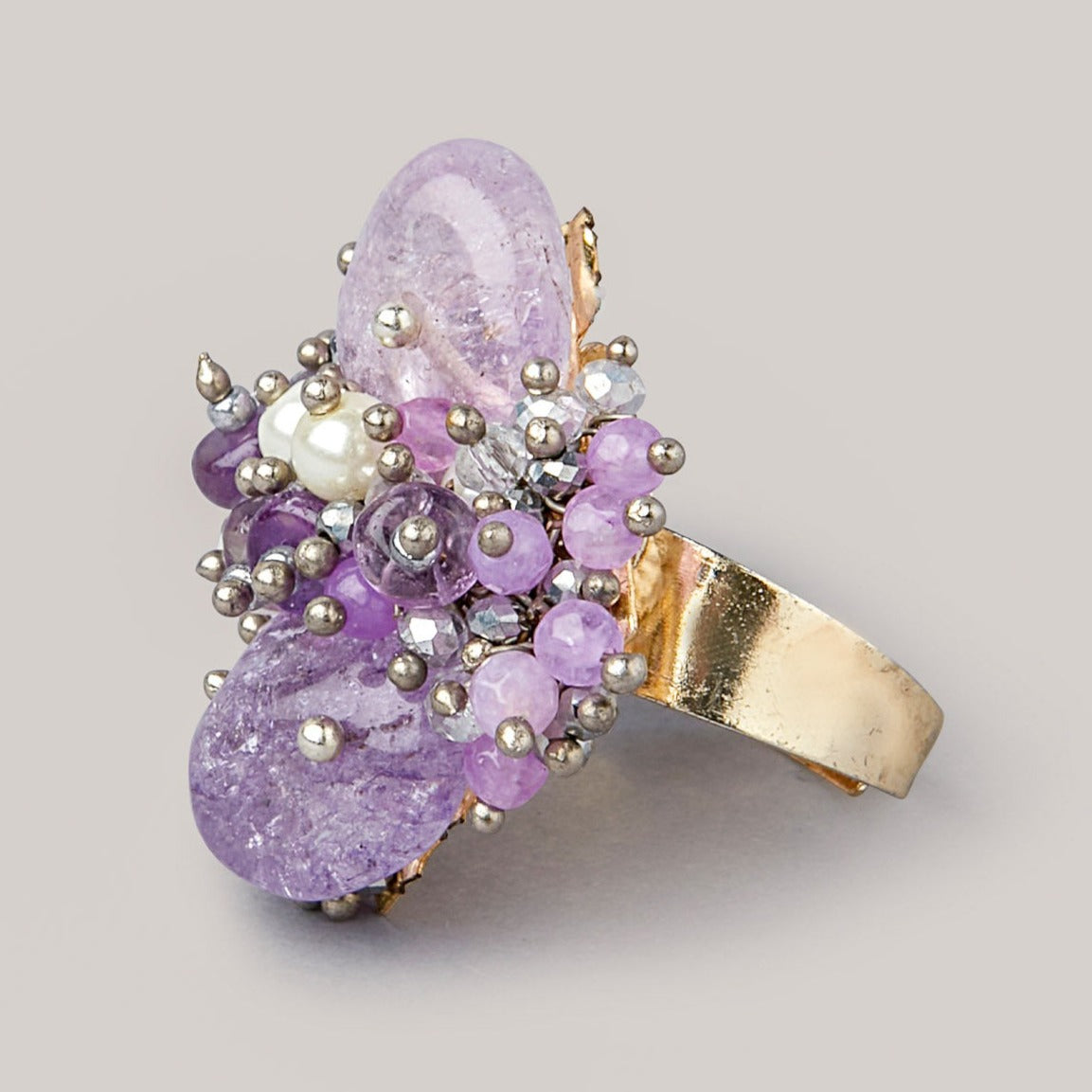 DORO - Handmade Statement Bracelet With Purple Stones And Pearls - Meraki Lifestyle Store