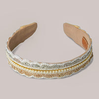 Thumbnail for Classic White & Silver Embellished Headgear with pearls