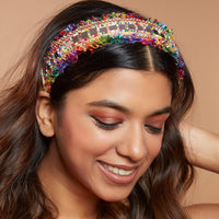 Thumbnail for Fancy Multicolour Casual Mirror Embellished Headgear for women