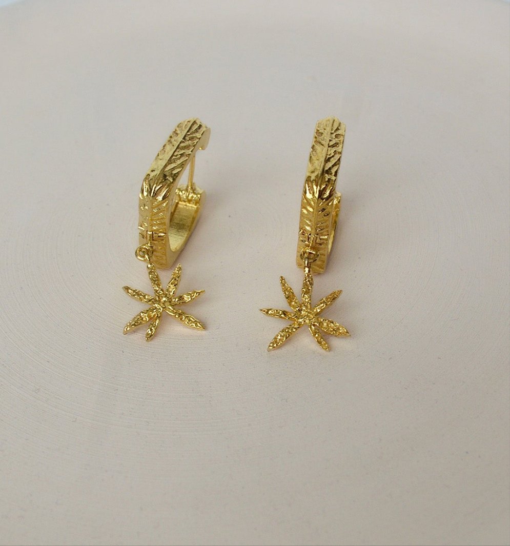 Small gold plated earrings 14k