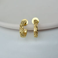 Thumbnail for Textured Gold earrings - Open Hoop Design