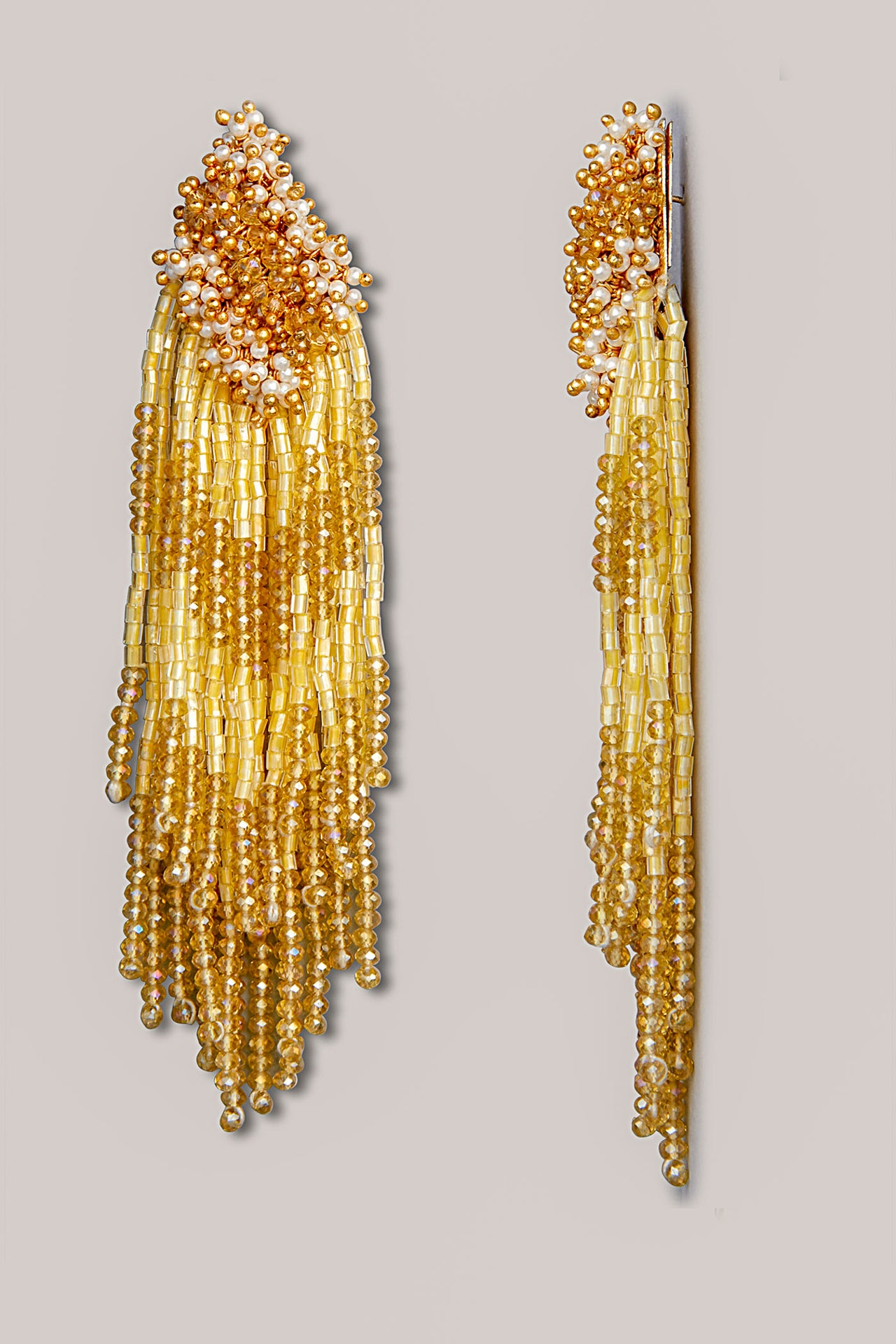 DORO - The Beautiful Yellow Danglers Embellished With Unique Pearls - Meraki Lifestyle Store