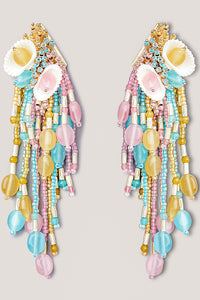 Thumbnail for DORO - Multicolour Stone Contemporary Shell Tassel Earrings For Women - Meraki Lifestyle Store