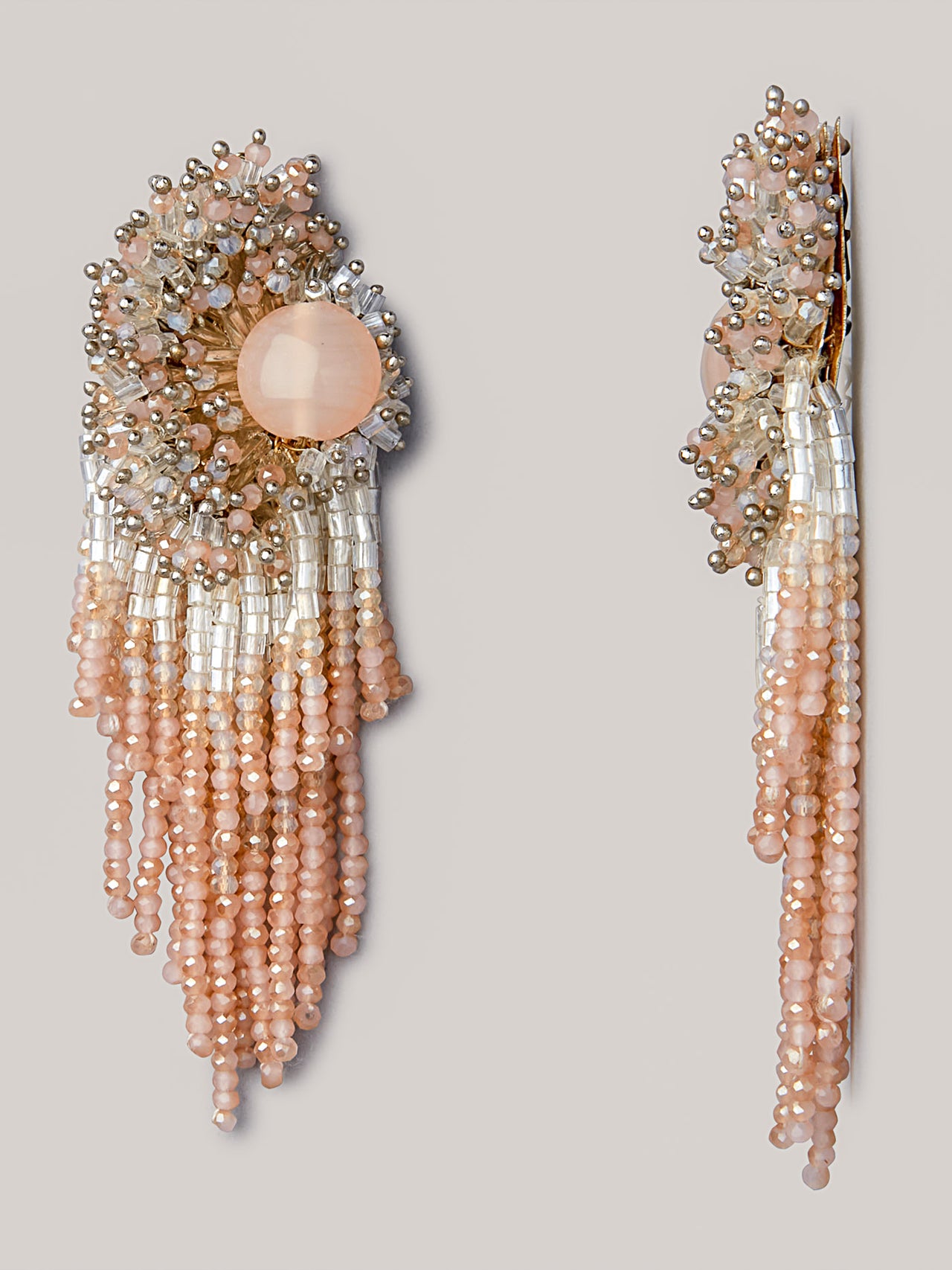 Silver plated peach pearl earring